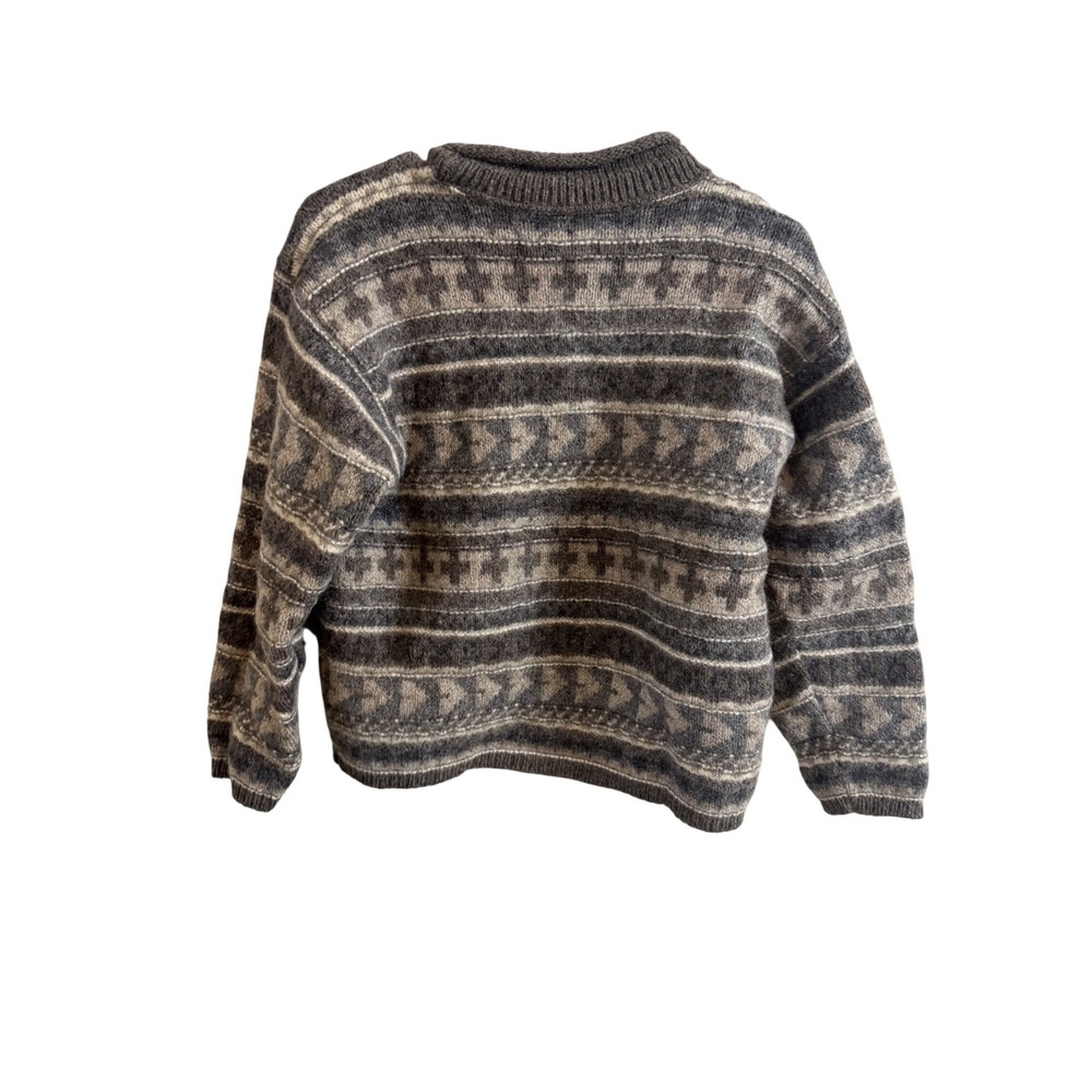 Eddie Bauer 🖤🤑🩶Vintage chunky Wool Blend Fair Isle Crewneck Sweater USA-M - Picture 4 of 6